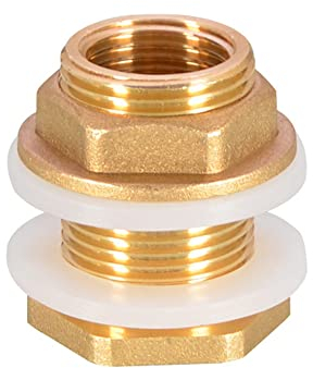 Water Tank Connector, Brass Bulkhead Fitting Adapter Pipe Thread Garden Water Hose Connectors for Rain Barrel, Aquarium, Pool (Female 25mm - Male 32mm)