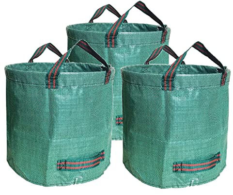 3 * 500L Garden Waste Bags (H100 cm, D80 cm),Refuse Bag Garden Rubbish Bag Reusable Garden Waste Sacks,Grass Cutting Leaf Gardening Bags Sacks with Handles