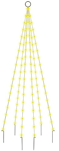 vidaXL LED Weihnachtsbaum für Fahnenmast Tannenbaum Lichterbaum Weihnachtsdeko Beleuchtung Außen Beleuchtet Lichterkette Warmweiß 108 LEDs 180cm