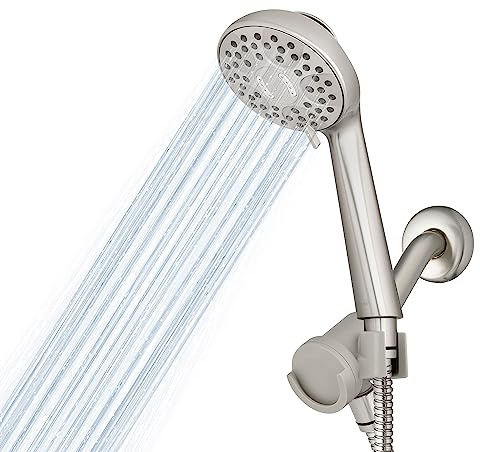 Waterpik Magnetic Dual Dock Adjustable Height Hand Held Shower Head With 5-Foot Metal Hose and PowerPulse Shower Massage, Brushed Nickel QMK-759ME