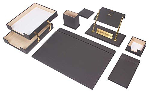 Schreibtisch-Set aus Leder – Schreibtisch-Organizer-Set – Büro-Schreibtischunterlagen-Zubehör – 10 Schreibtisch-Aufbewahrung (Gray)