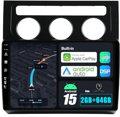 BXLIYER Android 15 IPS Autoradio pour VW Touran (2003-2010) - 2G+32G - sans Fil Carplay + Android Auto - Caméra arrière GRATUITES - 2 Din 10.1 Pouce - Dab Volant WLAN 4G Fast-Boot Split-Screen EQ BT