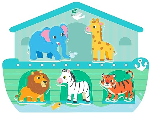 MoinKidz - Puzzle de 5 piezas Arca de Noé, escena religiosa de madera para niños de 3 a 5 años, juguete educativo preescolar de la Biblia cristiana para niños pequeños
