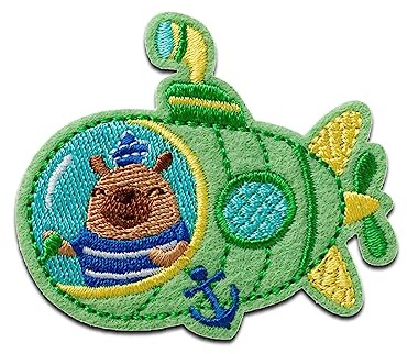 Mono-Quick U-Boot Walross Tier - Aufnäher, Bügelbild, Aufbügler, Applikationen, Patches, Flicken, zum aufbügeln, Größe: 5,1 x 5,8 cm