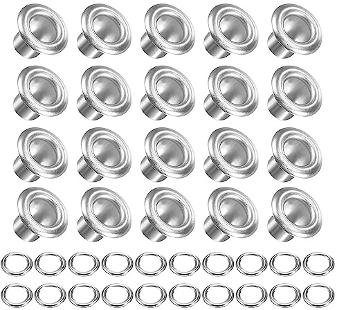 METALLIXITY Occhielli con Rondelle (10 x 5 x 7mm) 200pz, Lega Occhiello Kit Cromato Placcato - per Pelle Tela Abbigliamento Fai da te Artigianato Creazione, Argentato