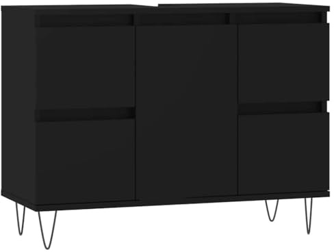 vidaXL Badschrank Schwarz 80x33x60 cm Holzwerkstoff