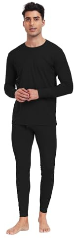 North Bund Set De Ropa Interior Térmica para Hombre Manga Larga Camiseta y Pantalones Invierno Esquí Térmicos Cálido Transpirable Suave Elástica Conjuntos Deportes Ciclismo Running Montaña Negro M