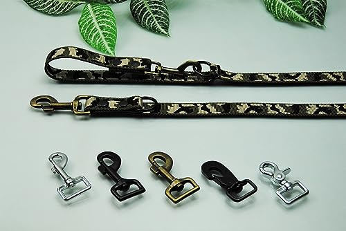 Extra Lange und breite Leine Nylon 4-Fach verstellbar Tarn Camouflage 3m x 25mm Führleine (Karabiner: Antik-Messing)