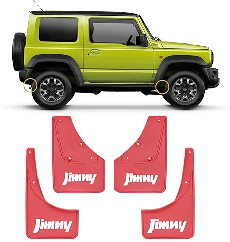 4 Pezzi Paraspruzzi per Auto, Paraspruzzi, Parafango Anteriore e Posteriore, Accessori Modifica Decorazione Esterna, Per Suzuki Jimny 2019-2021,Red