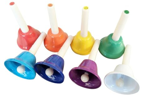 Amagogo Juego de campanas de mano de Metal diatónico de 8 notas, instrumento Musical para niños, juguete Musical, instrumento de percusión