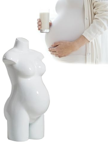BBHW Schaufensterpuppe Schwangere Weibliche Schaufensterpuppe, Dessous BH Schaufensterpuppe Körper Torso Büste Puppe, Weiß Glänzender Damenkleid-Modellständer