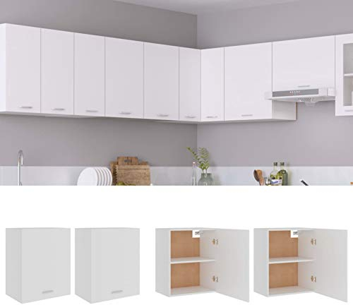 ZEYUAN Hängeschränke 2 STK Küchenhängeschränke, Küchenschrank Hängend, Wall Cabinet, Oberschrank, Wandschrank Küche, Weiß 50x31x60 cm Spanplatte