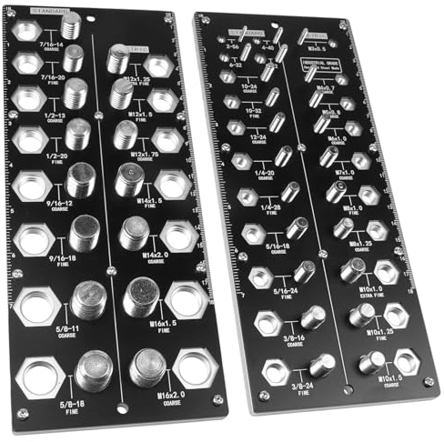 Thread Checker, 38 Nut and Bolt Thread Size Checker, Screw Identifier Gauge with Standard & Metric (BLACK)