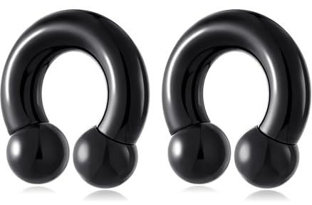 Longbeauty 1 Paar Ohr Gewichte Ohrhänger Flesh Tunnel Plug Creolen Albert Hoop Hufeisen Klemmkugelring Kugel Barbell für Gestreckte Ohrpiercing Expander Stretcher 6mm 8mm