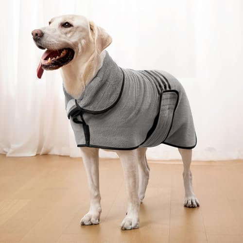 Zorela Hundebademantel, Superweicher Bademantel Hund aus Korallenvlies, Hunde Bademantel Hundehandtuch Extra Saugfähig für nach dem Bad, Strand, Pool