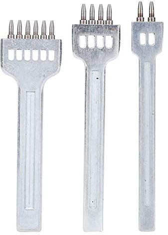 LetCart Juego de cinceles de cuero de 3 piezas, herramienta de perforación de costura de cuero HCS, espaciado de 4 mm, cincel de 2+4+6 puntas, 4 mm (2+4+6)