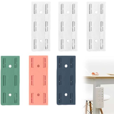 AUEFUDQ 6 soportes autoadhesivos para enchufes sin perforación, regleta de enchufe de pared, soporte para enchufe de pared, soporte para enrutador, cocina