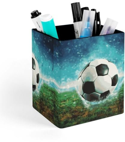VFMKT Stiftehalter mit Fußball-Hintergrund, wasserdicht, PU-Stifthalter, Make-up-Pinselhalter, Schreibtisch-Stift-Organizer für Büro-Schreibtisch-Zubehör