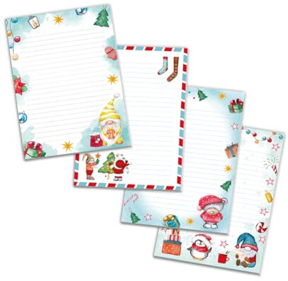 4 Blöcke Notizblock liniert Weihnachtsbriefpapier Weihnachten Weihnachtspapier Brief an Weihnachtsmann Kindermotiv für Mädchen Jungen (4 Blöcke/Variante 4 mit je 25 Blätter in A5-Format)