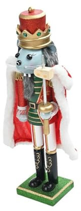 perfk Mouse King Schiaccianoci Figurina Scultura Collezione Schiaccianoci in Legno Decorazione Natalizia per Scena Layout Compleanno Festa Casa