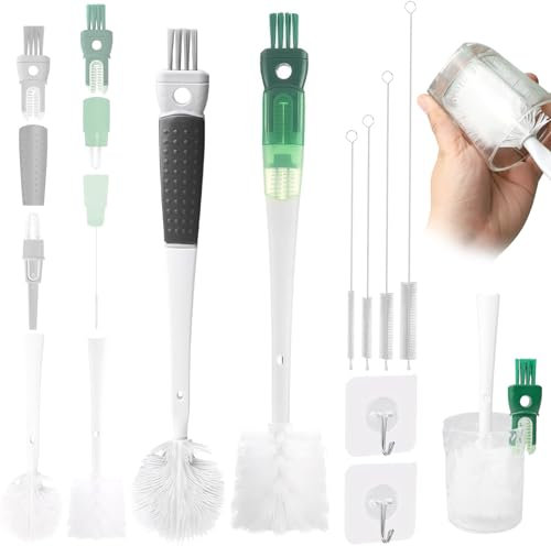 YAOSHENGUP 5-in-1 Multifunctional Bottle Brush Set, 2025 New Bottle Cleaner, Straw Cleaner, Long Handled Bottle Brush, Green, Plastic & Nylon Bristles, 2 Count
