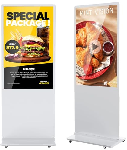 JASZDOT 55 Zoll Digitales Werbedisplay Kundenstopper, Nicht-Touchscreen Weiß Digital Signage Player Android OS, Gehwegaufsteller Werbetafel, IPS HD Plakataufsteller, LCD Plakatständer in schwarz