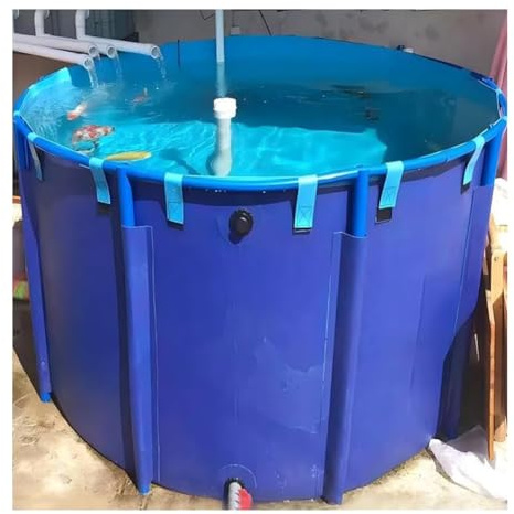 Bassin à poissons rond en toile, cadre en PVC, piscine hors sol, réservoir d'aquaculture portable pour koi, réservoir de stockage d'eau d'irrigation (1 x 1 m)