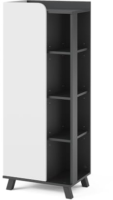 Vicco Midischrank Karen, Anthrazit/Weiß, 50 x 128 cm | mit Tür und offenen Fächern, zur Aufbewahrung von Badutensilien und Handtüchern