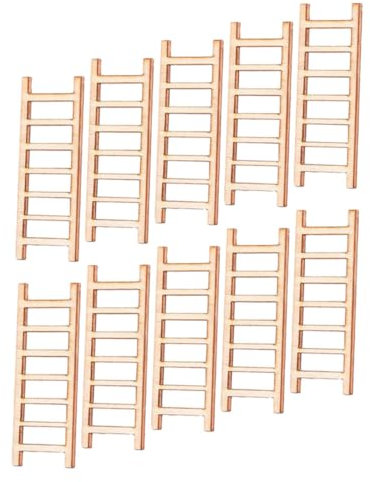 IMIKEYA 10pcs Miniature Wooden Doll House Ladders Diy Photo Props Mini Garden Accessories for Dollhouse Decoration and Sand Table Landscape Model