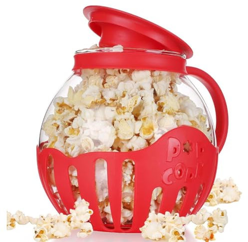 Sirxlevcy Microwave Popcorn Maker Bucket Microwave Bowl Mini Machine Safe Silicone Lid Popcorn Maker Red