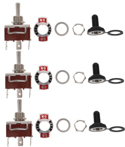 BESTYASH Sets de Interrupteurs à Bascule Automobiles 3 Positions Lot de 4, 3 Broches, Retour Double Off, avec Capuchon Étanche pour Voiture et Bateau