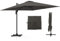 TANGZON 3M Garden Offset Parasol, Market Cantilever Umbrella with 8 Sturdy Ribs, 360° Rotation, 5-Level Tilt Adjustment, Cross Base & Air Vent, Large Square Table Umbrella for Patio Backyard (Grey)