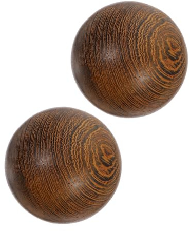Holz Fitnessbälle 1 Paar für Handtraining und Massage | Kaffeefarbene Ausführung, für Ältere Personen, Praktische Paarpackung, Kompakte Kugelform