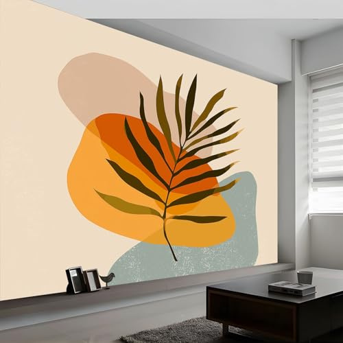 Tapiz Fotográfico 250 x 175 cm, Hojas Palma Abstractas Papel Pintado Panorámico Tejido No Tejido - Estilo Bohemio Papel Pintado Murales para Sala Dormitorio Tv Fondo Decoración de Pared