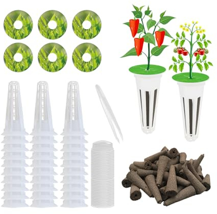 Hydroponi inomhusträdgård, kit för hydroponiska grödor 121 stycken, 30 tillväxtsvampar, 30 planteringskorgar och 30 groningskupoler, system för inomhus grönsaksträdgård och växter