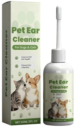 Genérico Ohrenreinigung für Hunde, 60 ml, Reinigungstropfen zur Ohrenentfernung - Reinigung der Hundeohren, zur Entfernung von Ohrenschmalz, Welpen, Kätzchen, Haustiere, Gesundheit, Juckreiz, tägliche