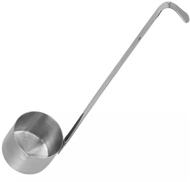 UTHCLO Cuchara Medidora de Acero Inoxidable 250 Ml con Mango Largo y Gancho para Colgar Cucharón Vertedor para Vino Aceite y Vinagre Utensilio Versátil para Cocina y Reuniones