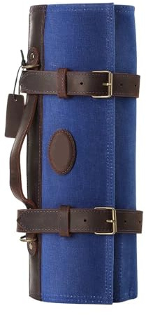Bolsa para cubiertos Bolsa for guardar cuchillos, organizador de, lona cera aceite, espuma, accesorios cocina, cuchillo chef, bolsa enrollable for(Blue)