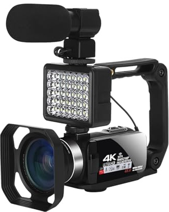 Appareils Photo numériques 4k, caméscope Professionnel for caméra vidéo Vlog WiFi 48MP, Zoom numérique 18X, Webcam Vlogging(64GB,A)