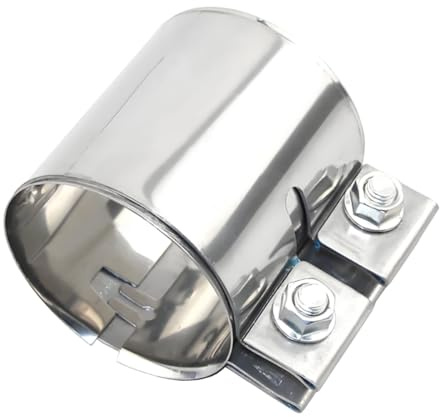 LKRXW Abrazadera para Tubo de Escape 60mm Conector para Tubos de Escape | Acero Inoxidable Abrazaderas de Banda Doble Mangueras Sistemas Acoplador Silenciador Longitud 87mm