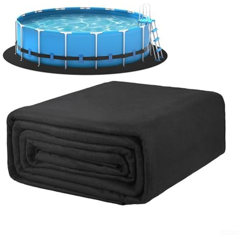 Hosrivae Round Pool Liner Pad 12ft, 260gsm Heavy Duty Underlayment Above Ground Pools, Black Non-Woven Ground Cloth Against Punctures