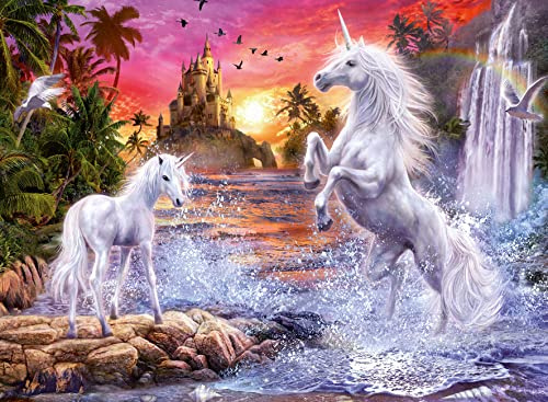 Ravensburger Puzzle 14873 - Einhörner am Fluss - 500 Teile Puzzle für Erwachsene und Kinder ab 10 Jahren, Leuchtpuzzle mit Einhörnern, Leuchtet im Dunkeln