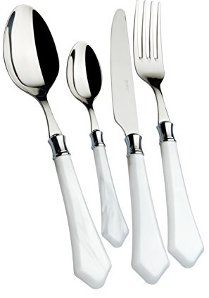 BUGATTI VEC1M-S0850 Verona Ménagère de 24 Pièces Service de Table Acier/ABS Blanc 39 x 27 x 5 cm