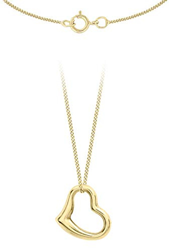 Carissima Gold Women's 9 ct Yellow Gold 12 x 10 mm Heart Slider Pendant on 9 ct Yellow Gold Chain Necklace