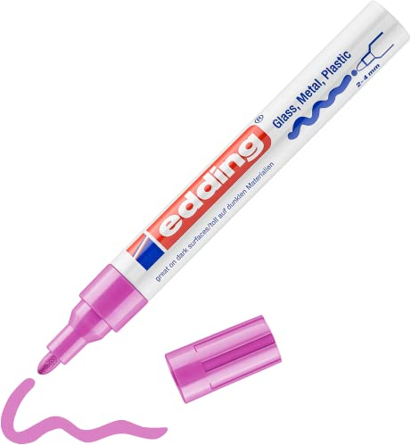 edding 750 Glanzlackmarker - pink - 1 Lackmarker - Rundspitze 2-4 mm - Lackstift für Glas, Stein, Holz, Kunststoff und Papier - wasserfest, stark deckend