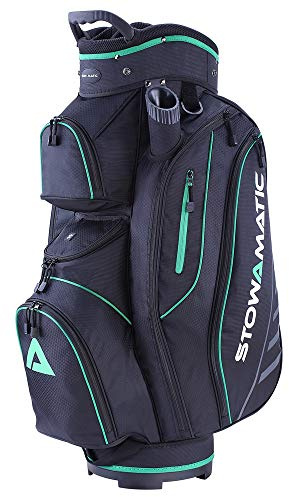 Stowamatic Deluxe 14 Way Golf Cart Trolley Bag, Black/Green