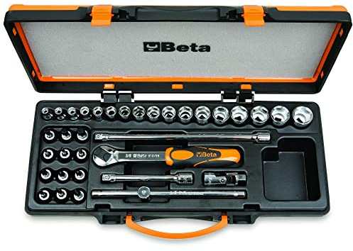 Beta 910A/C29 - Assortimento di 17 chiavi a bussola 12 a giravite e 5 accessori in cassetta di lamiera