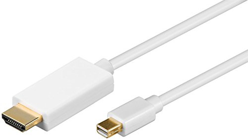 Wentronic - Adaptador de Mini DisplayPort a HDMI Tipo A (Macho a Macho, 2 m), Color Blanco