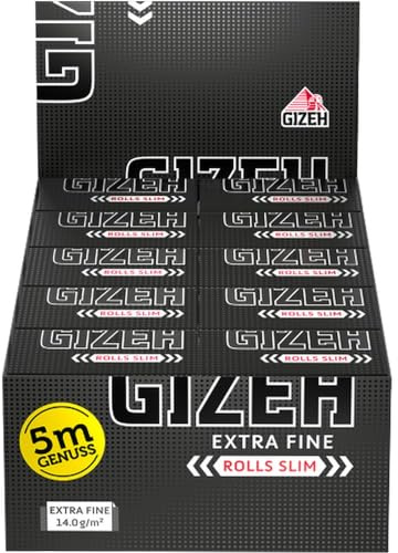 Gizeh Extra Fine Rolls Slim 5m Länge Endlospapier 2 Boxen (40 Rolls)