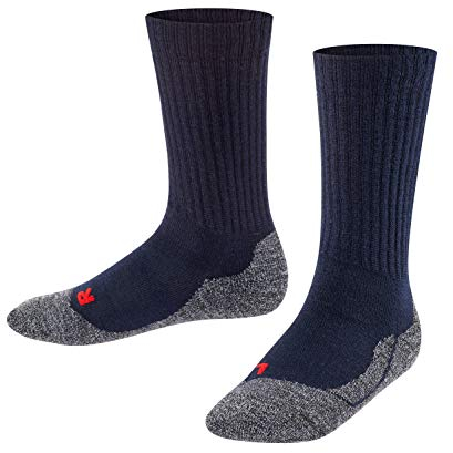 FALKE Unisex Kinder Socken Active Warm K So Wolle Funktionsmaterial dick atmungsaktiv einfarbig 1 Paar, Blau Marine 6120, 31-34